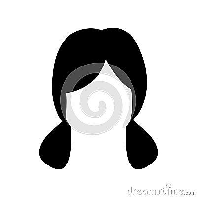 flat black hairstyle double ponytail Vector Illustration