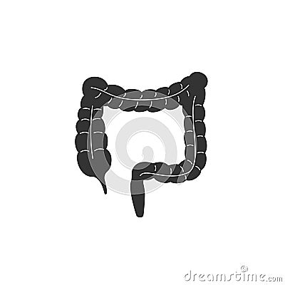 Flat black human intestines sign Vector Illustration