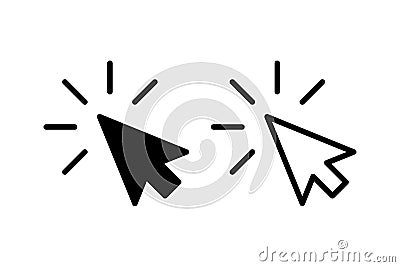 flat black search choice click mouse icon for website. choosing cursor or pointer isolated on white Vector Illustration