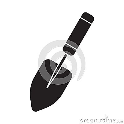 Flat black shovel icon Vector Illustration