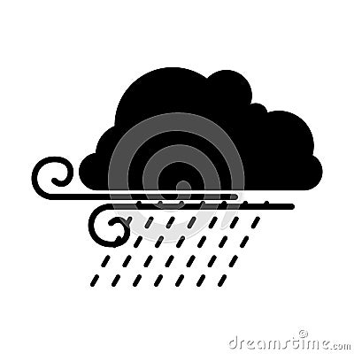 flat black weather windy rain Vector Illustration