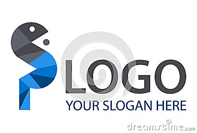 Blue and Black Color Snake Game Low Poly Logo Design Vector Illustration