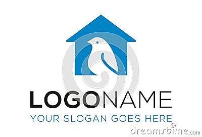 Blur Color Negative Space Bird Home Logo Design Vector Illustration