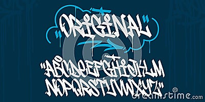 Flat Bold Abstract Handwritten Hiphop Graffiti Street Art Style Font Alphabet Vector Illustration Template Vector Illustration