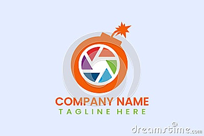 Flat bomb camera logo template illustration Vector Illustration