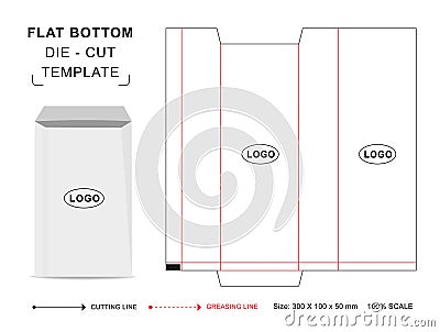 Flat bottom bag die cut template Vector Illustration