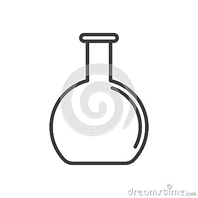 Flat bottom flask, beaker line icon, outline vector sign, linear style pictogram isolated on white. Vector Illustration