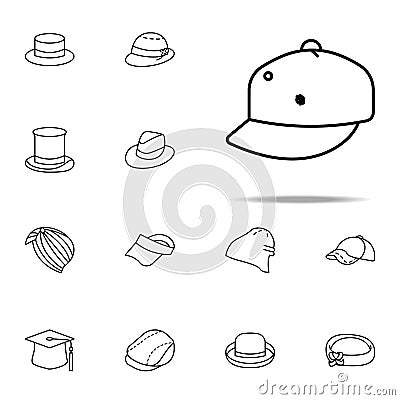 flat brim hat icon. hats icons universal set for web and mobile Stock Photo