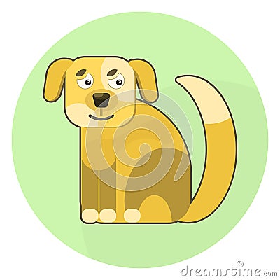 Flat brown cartoon dog icon Stock Photo