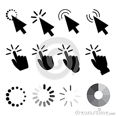 Flat button. Cursors loading. Illustration for web design. Stock image. Vector Illustration