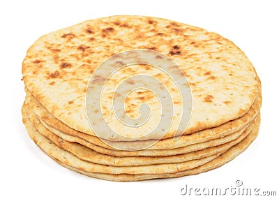 Flat cakes arranged in a stack Stock Photo