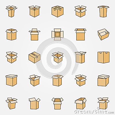 Flat cardboard icons Vector Illustration