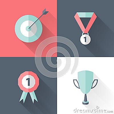 Flat career success icon set Vector Illustration