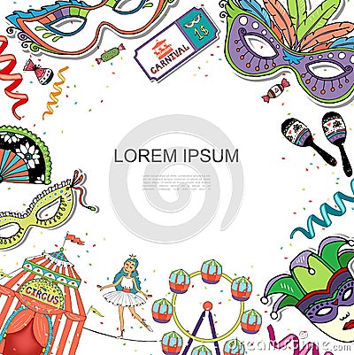 Flat Carnival Colorful Template Vector Illustration