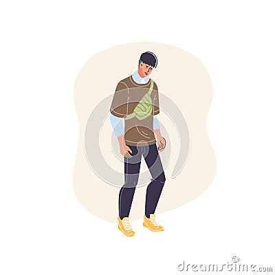 Flat cartoon character in bad mood,vector illustration concept Vector Illustration