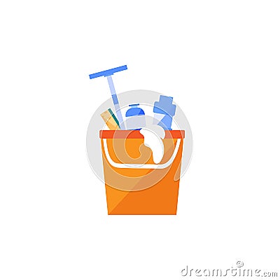 Flat cartoon equipment tools for cleaning,hygiene and keeping clean vector illustration concept Vector Illustration