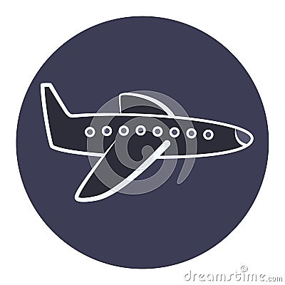 Flat cartoon plane icon, airplane symbol Vector Illustration