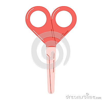 Flat vector isolated closed red cartoon Scissors Vector Illustration