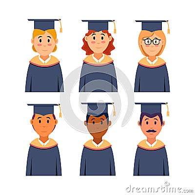 flat character graduation illustration set Vector Illustration