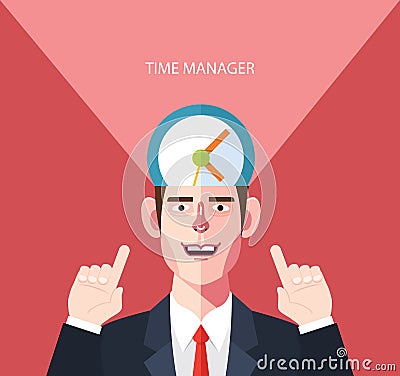 Flat character of time manager concept illustrations Vector Illustration