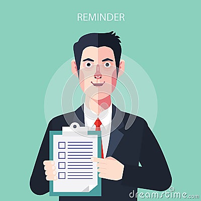 Flat characters of reminder concept illustrations Vector Illustration