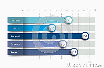 Flat chart, graph. Simply blue color editable. Vector Illustration