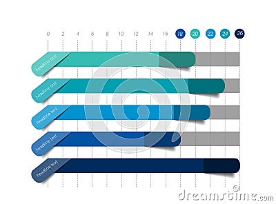 Flat chart, graph. Simply blue color editable. Vector Illustration