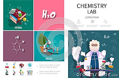 Flat Chemistry Lab Infographic Concept Vector Illustration