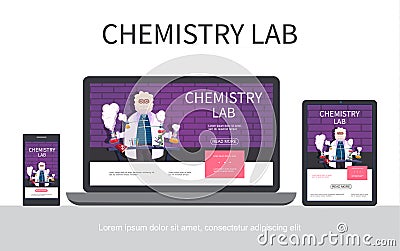 Flat Chemistry Laboratory Adaptive Design Concept Vector Illustration