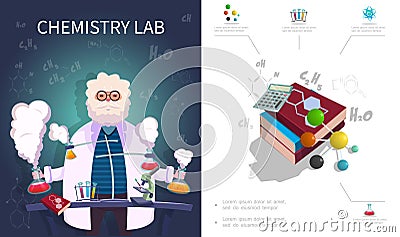 Flat Chemistry Laboratory Composition Vector Illustration