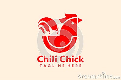 Flat chili chicken logo template design logotype Vector Illustration