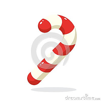 Flat Christmas candy cane Vector Illustration