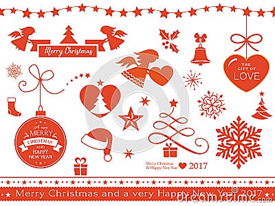 Flat Christmas icons, symbols Vector Illustration