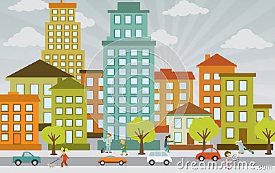 Flat city life Vector Illustration