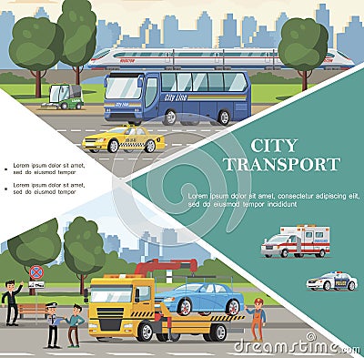 Flat City Transport Template Vector Illustration