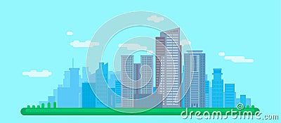 Flat Cityscape with buildings Vector Illustration