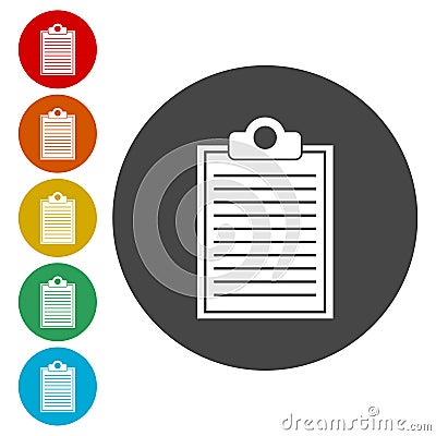 Flat Clipboard Checklist icon in circle on white Vector Illustration