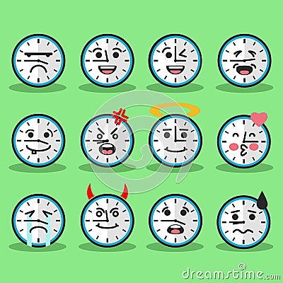 Flat clock emojis Vector Illustration