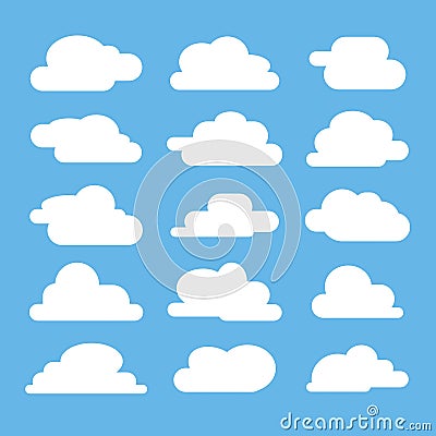 Flat cloud on blue background Vector Illustration