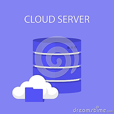 Flat cloud computing background. Data storage network technology. Multimedia content and web sites hosting. Vector Illustration