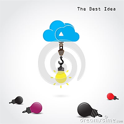 Flat cloud symbol and creative light bulb concept Vector Illustration