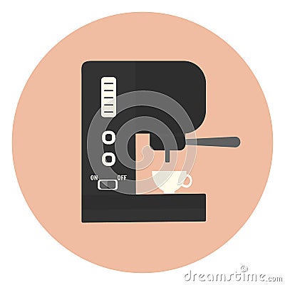 Flat coffee machine with buttons, press and cup Stock Photo