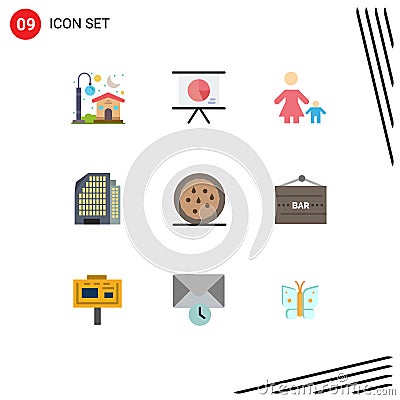 9 Flat Color concept for Websites Mobile and Apps snack, house, child, building, mother Vector Illustration