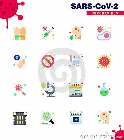 16 Flat Color Coronavirus Covid19 Icon pack such as virus, meat, vomit, food, people Vector Illustration