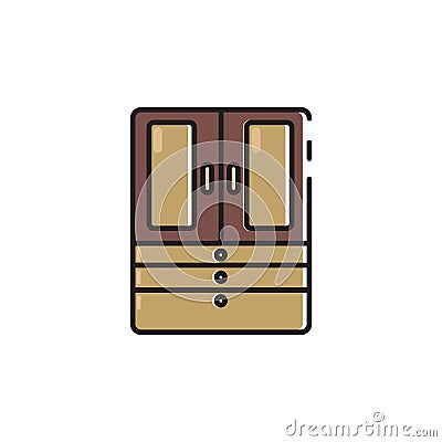 Flat color cupboard icon Vector Illustration