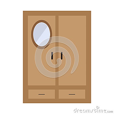 Flat color cupboard icon Vector Illustration