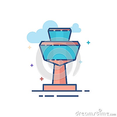 Flat Color Icon - Airport Tower Vector Illustration