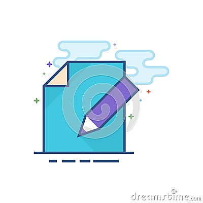 Flat Color Icon - Document edit Vector Illustration