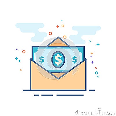 Flat Color Icon - Money envelope Vector Illustration