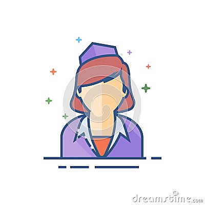 Flat Color Icon - Stewardess avatar Vector Illustration